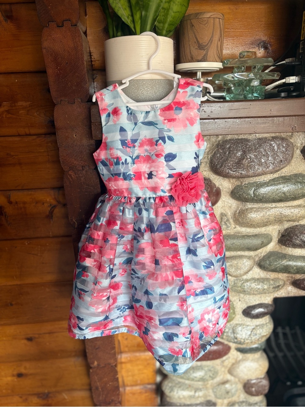 Jona Michelle Girls Size 4 Floral Organza Fit & Flare Party Dress